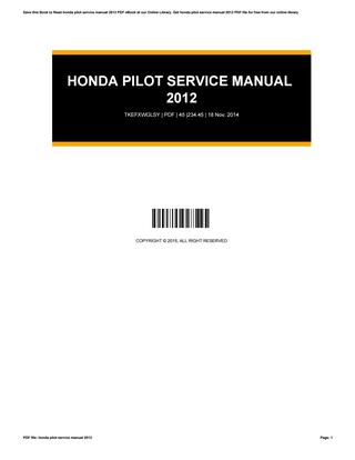 2017 honda pilot service manual pdf